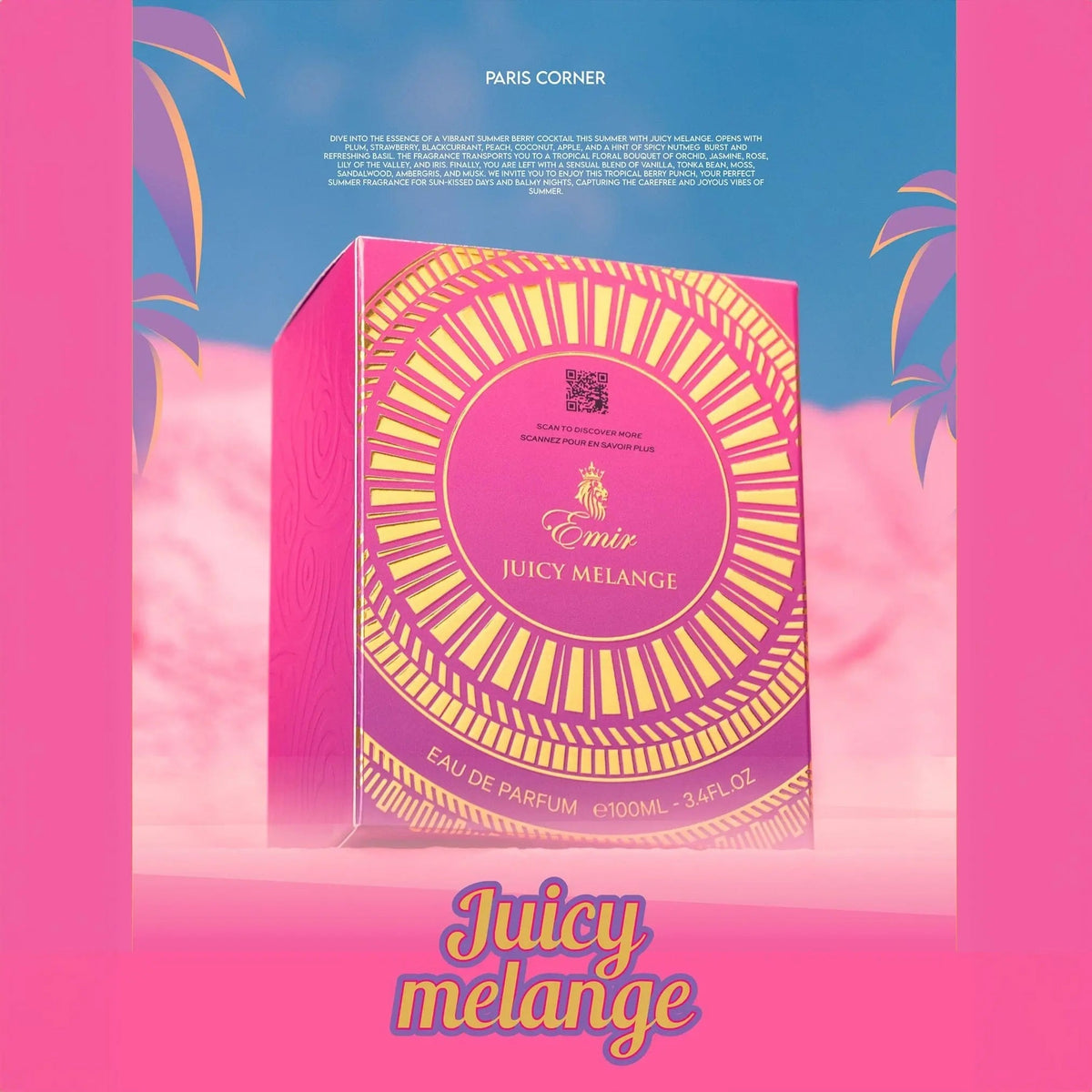 Emir Juicy Melange EDP 100 мл – кутия в рекламна композиция