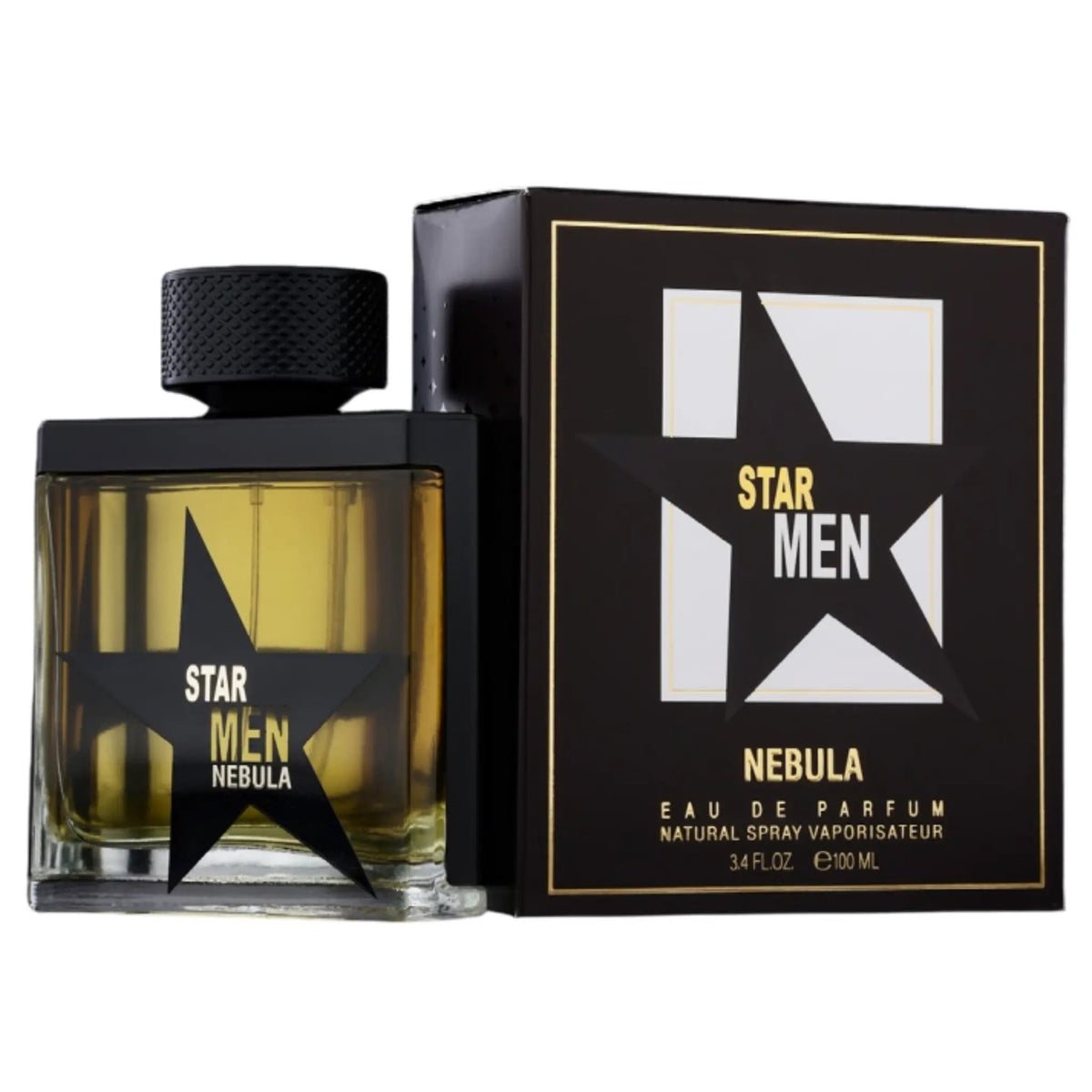 Fragrance World Star Men Nebula EDP 100 мл – флакон и кутия на бял фон