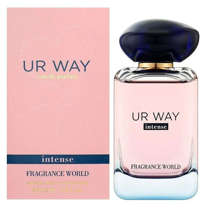 Fragrance World UR Way Intense EDP 100 мл – флакон и кутия на бял фон