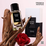 French Avenue Exotic Rose EDP 100 мл — флакон с кутия, роза и дървесни елементи