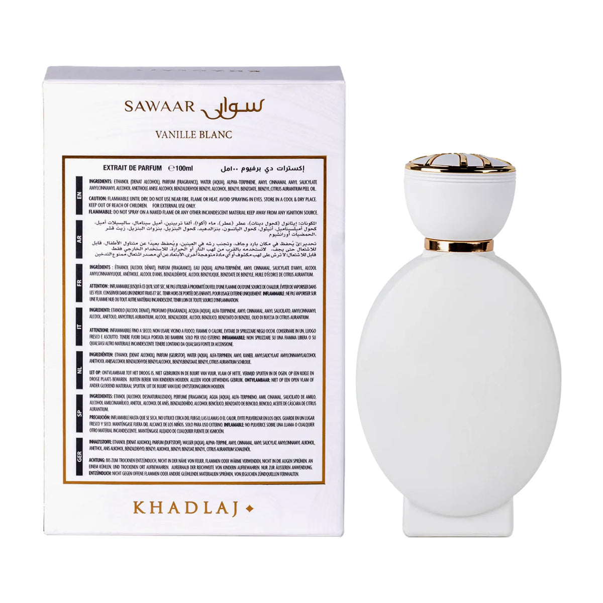 Khadlaj Sawaar Vanille Blanc ExDP 100 мл – флакон и кутия отзад