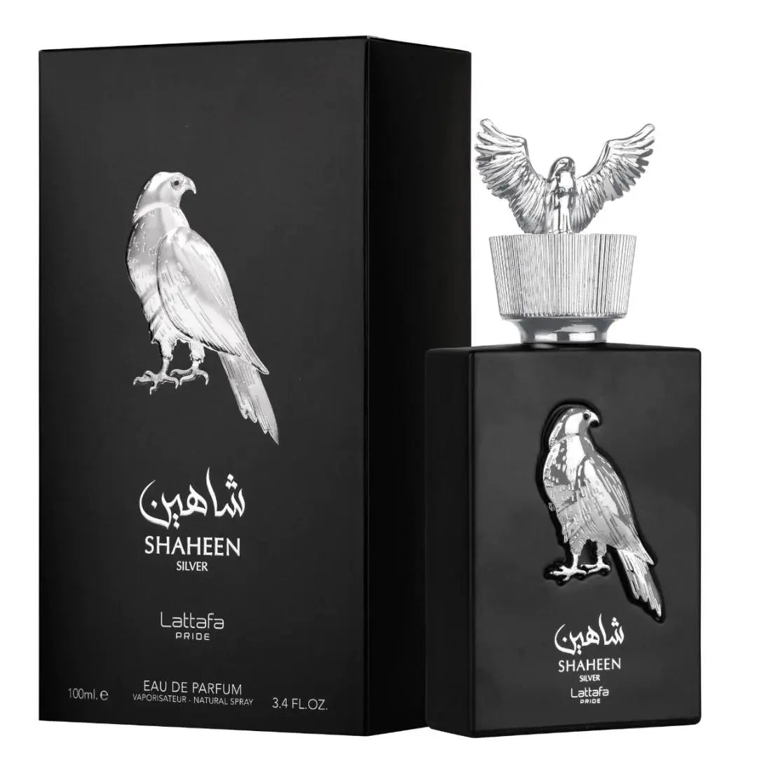 Lattafa Pride Shaheen Silver EDP 100 мл — флакон с кутия