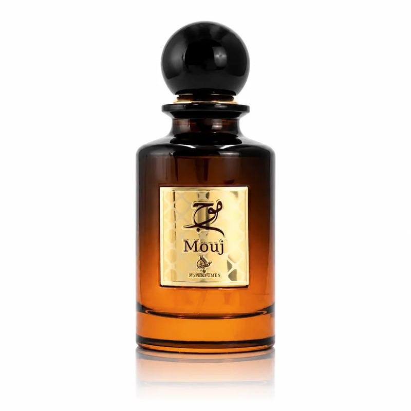 Флакон My Perfumes Mouj EDP 85 мл с огледално отражение на бял фон.