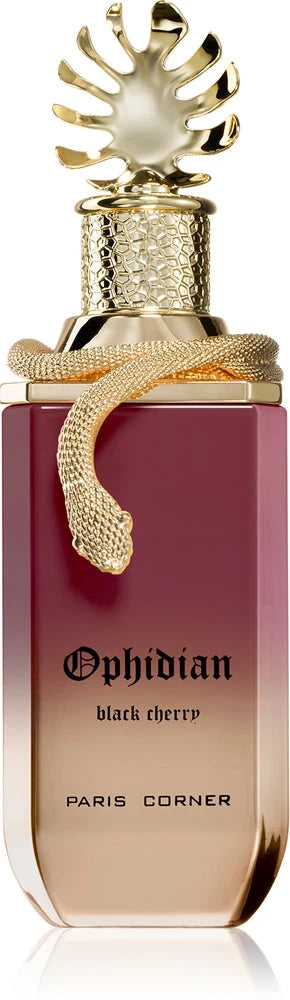 Флакон Paris Corner Ophidian Black Cherry EDP 100 мл с огледално отражение на бял фон.