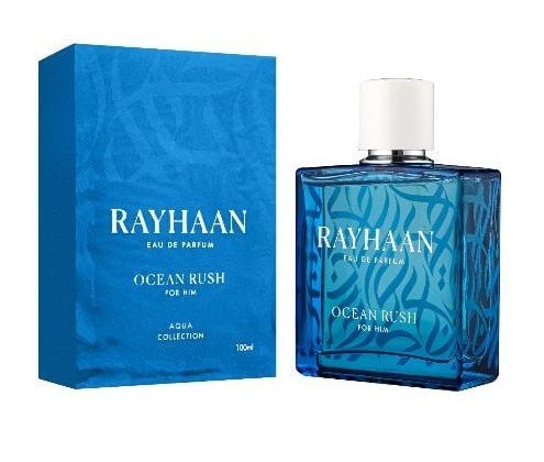 Rayhaan Ocean Rush pour Homme EDP 100 мл – флакон и кутия под ъгъл