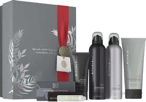 RITUALS HOMME LARGE SET 2024 SPORT COOLING SHOWER GEL 200ML+SPORT SHOWER FOAM 200ML+CHARCOAL FACE SCRUB 75ML+HOMME SHOWER FOAM 200M +HOMME CAR AIR FR - оригинален арабски парфюм | Aroma Viva BG