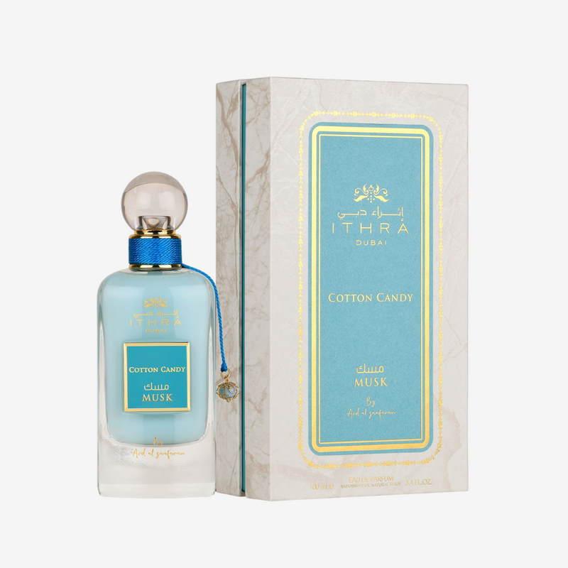 Ard Al Zaafaran Ithra Dubai Musk Cotton Candy EDP 100 мл – флакон и опаковка