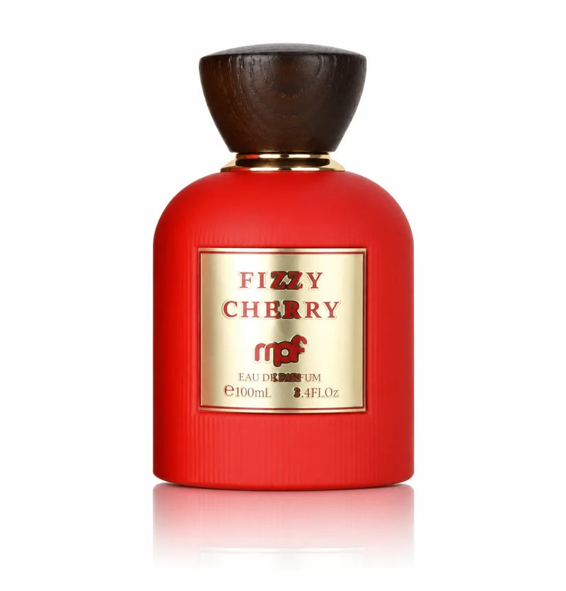 Флакон My Perfumes Fizzy Cherry EDP 100 мл с огледално отражение на бял фон.