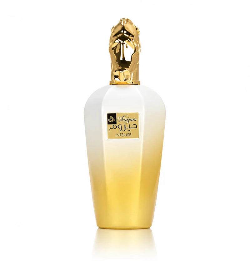 Флакон My Perfumes Haizum Intense EDP 100 мл с огледално отражение на бял фон.