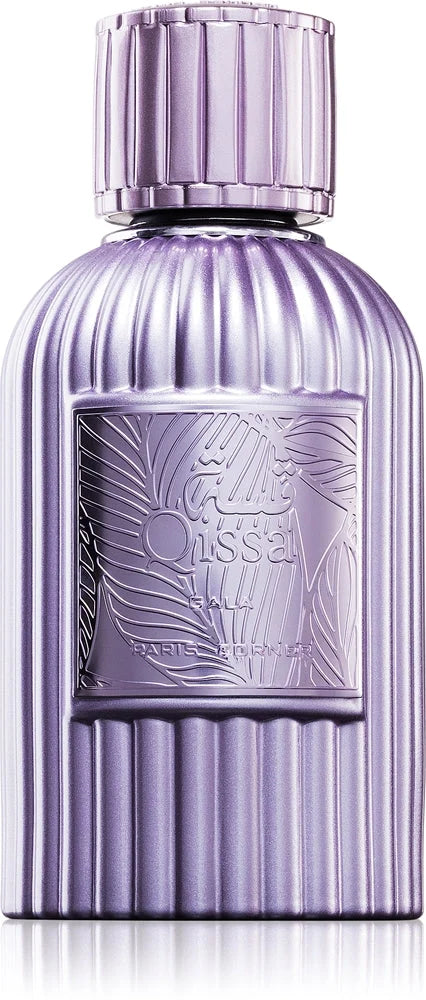 Флакон Paris Corner Qissa Gala EDP 100 мл с огледално отражение на бял фон.
