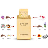 Swiss Arabian Shaghaf Oud Elixir EDP 75 мл – флакон и схема на ароматната композиция